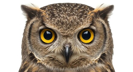Obraz premium Majestic Close Up of a Powerful Owl with Bright Yellow Eyes Wildlife Photography