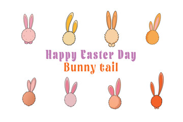 Cute Bunny tail vector cartoon illustration Easter day