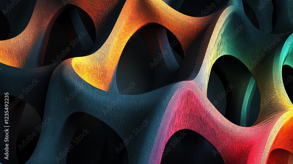 Poster colorful abstract structure showcasing intricate patterns in a modern design