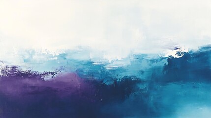 Fototapeta premium Serene Teal Purple Abstract Painting Soft Light. AI Generated