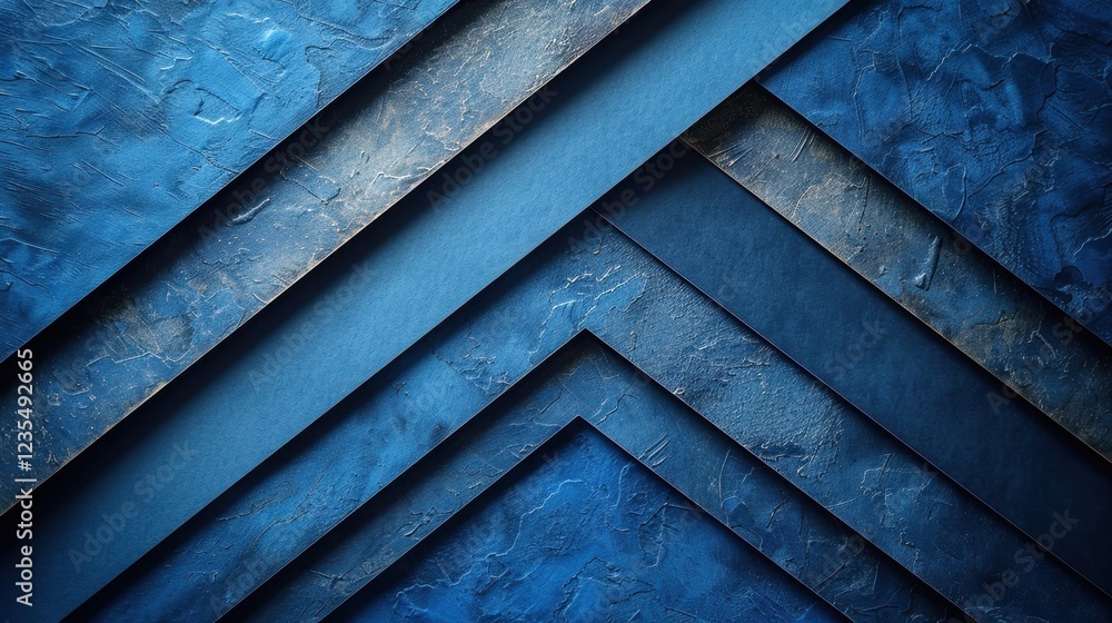 Poster abstract geometric pattern with textured blue layers creating a modern and artistic background