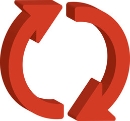 赤い立体的な循環矢印サイクルのアイコンイラスト