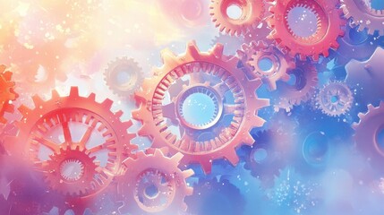 Interlocking Gears in Pastel Hues Abstract Design