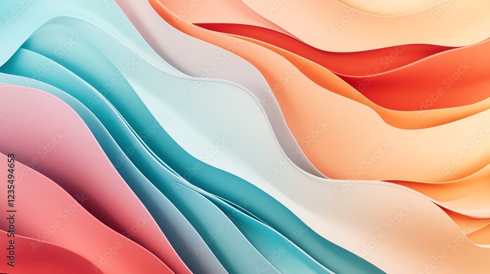 Poster colorful abstract waves create a serene and dynamic visual experience in various shades