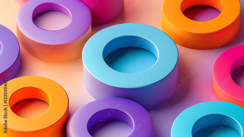 Aufkleber colorful geometric shapes create a vibrant pattern on a soft background in a creative design concept