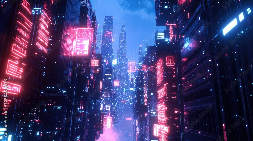 Poster high-tech urban environment with glowing connections representing ai-driven city networks and smart 