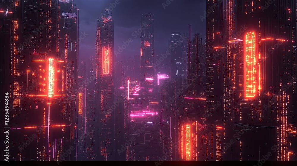 Poster high-tech urban environment with glowing connections representing ai-driven city networks and smart 