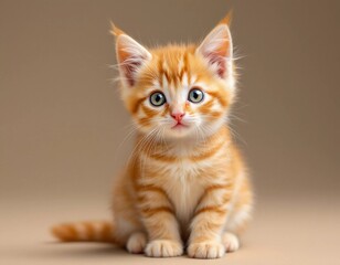 Fototapeta premium Adorable Ginger Kitten Portrait: A Fluffy Friend
