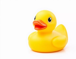 Fototapeta premium Yellow Rubber Ducky on White Background