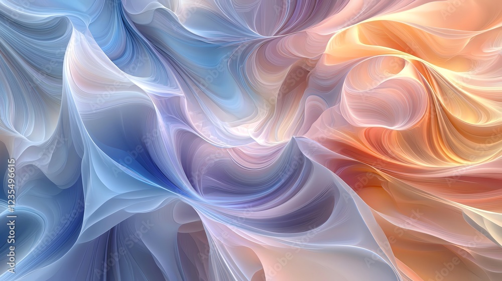 Poster abstract swirls of color blend in soft waves creating a tranquil and harmonious visual experience