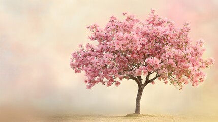 Naklejka premium Beautiful Pink Blossom Tree Against Soft Pastel Background