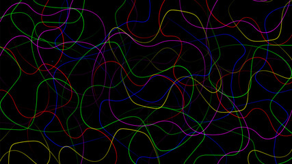 Abstract colorful lines gradient light on dark background.