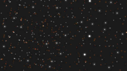 Abstract glowing orange and white dots particles glitter vintage lights on background.