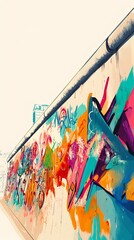 Obraz premium Colorful Graffiti Art on Urban Wall Displaying Vibrant Street Culture