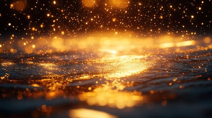 Shimmering water surface reflecting starlight in a dreamy night scene