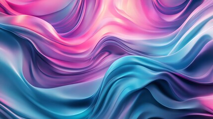 Naklejka premium Colorful Waves of Silk Fabric Flow Gracefully in Hues of Pink and Blue Under Soft Light