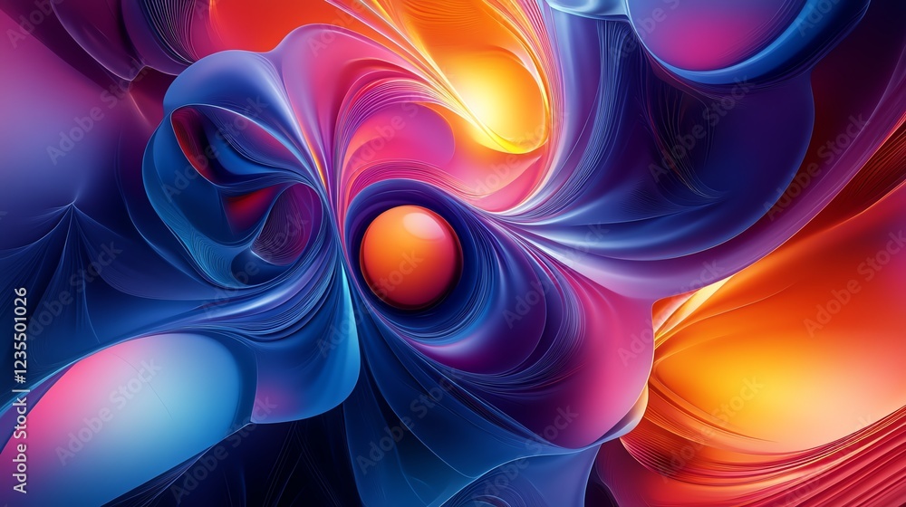 Poster colorful abstract swirl with vibrant hues and flowing shapes creating a mesmerizing visual experienc
