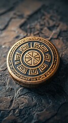 Obraz premium Ornate bronze coin. AI.