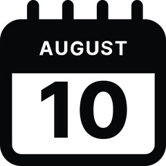 August 10 calendar icon design vector illustration