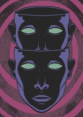 Face vintage psychedelic trippy illustration