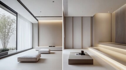 Serene Minimalist Modern Living Room Interior Design with Natural Light