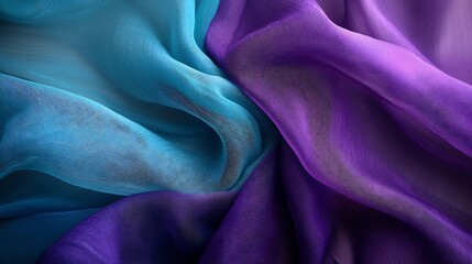 Obraz premium Soft blue purple silk fabric swirls elegantly gentle light enhances rich texture. AI Generated