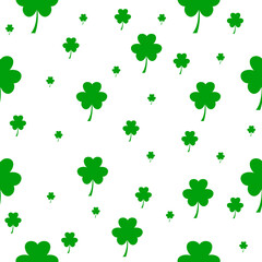 Shamrock seamless pattern on transparent background.