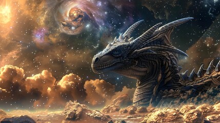 DRAGON EN CASTILLO AMBIENTE COSMICO