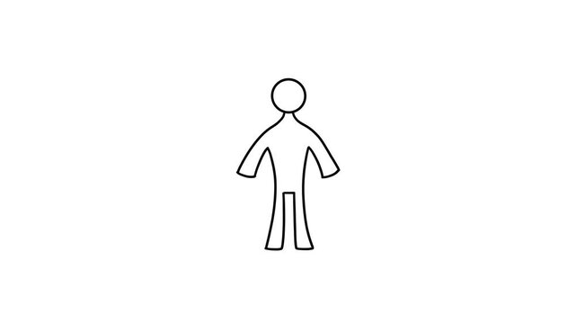Animated stickman jumping on a white background. 4K video animation resolution