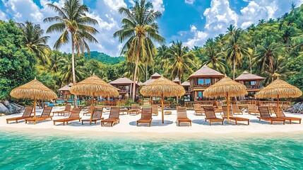 Tropical beach resort, idyllic vacation
