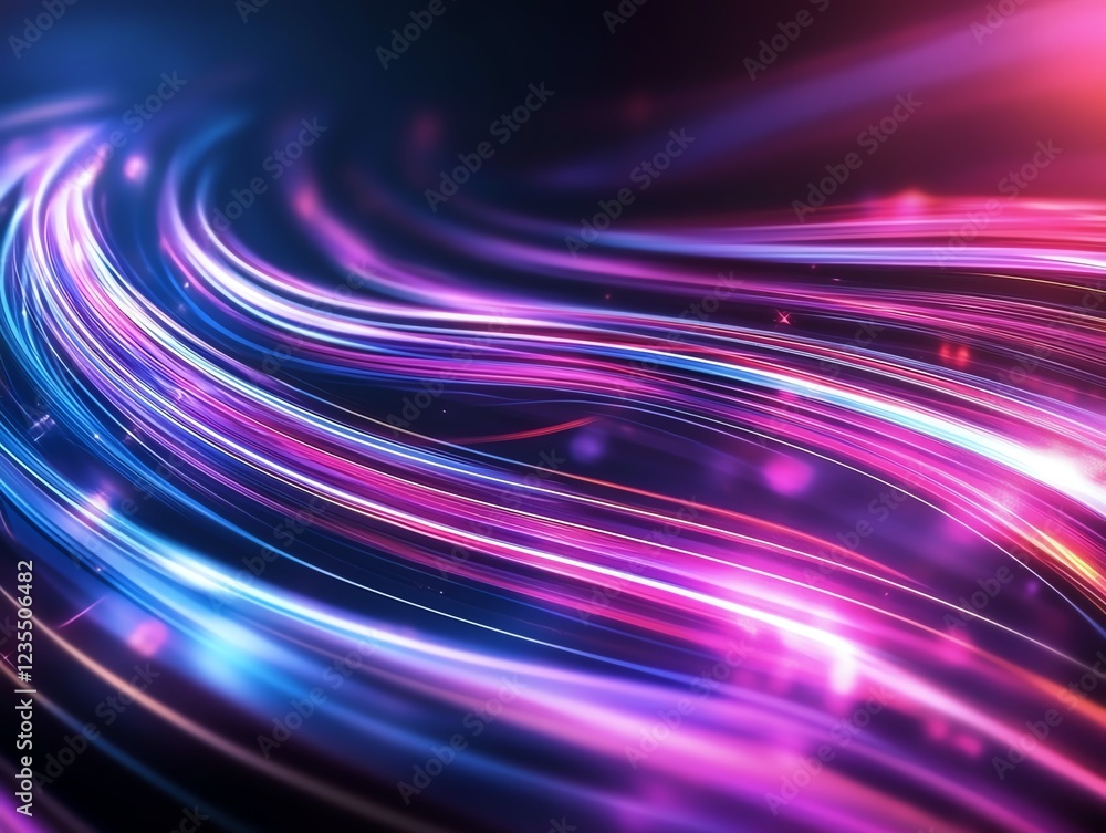 Poster colorful flowing light patterns create an enchanting visual effect in a dark background during a lat