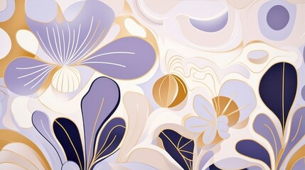 Fototapeta premium royal purple and gold scattered flower stems textured