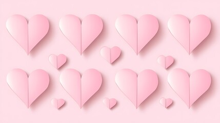 Pink Paper Hearts Pattern Background Design