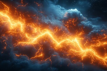 Electrifying Macro Shot of a Glowing Lightning Strike Unveiling Nature's Power and Beauty