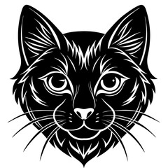 cat styling head Silhouette vector with white background