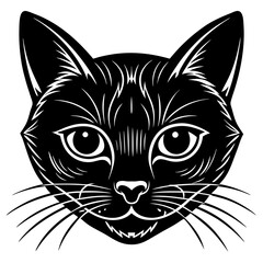cat head Silhouette vector with white background