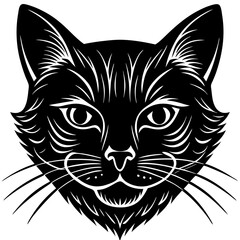 cat head Silhouette vector with white background