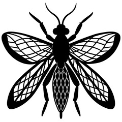 Net-winged Silhouette vector with white background