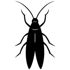 Caddisfly Silhouette vector with white background