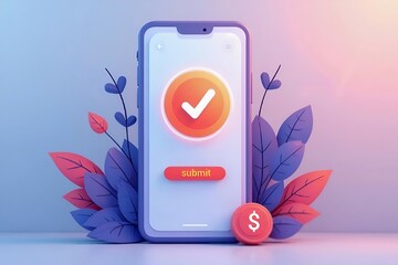 A flat-style vector of a smartphone displaying a banking app with a secure login screen