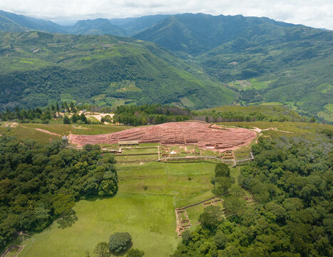 Aerial Drone View of El Fuerte de Samaipata, UNESCO Heritage Site in Bolivia