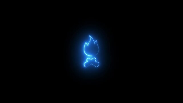 a campfire icon with a glowing fire effect animation. animated burning bonfire with wood, flat campfire icon, Wood campfire set, travel and adventure symbol.