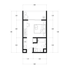 Floor plan blueprint of apartment, Figure of the jotting sketch of the construction and the industrial skeleton of the structure and dimensions.