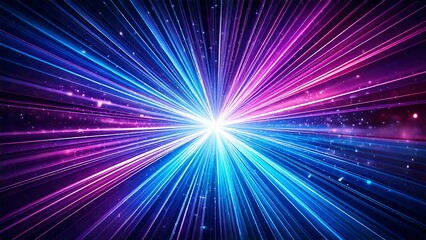 魔法のようなキラキラ 宇宙風サンバースト 青紫色 水色 近未来の雰囲気 背景素材 16:9サイズ AI生成素材	