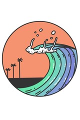 波のデザイン　ヤシの木