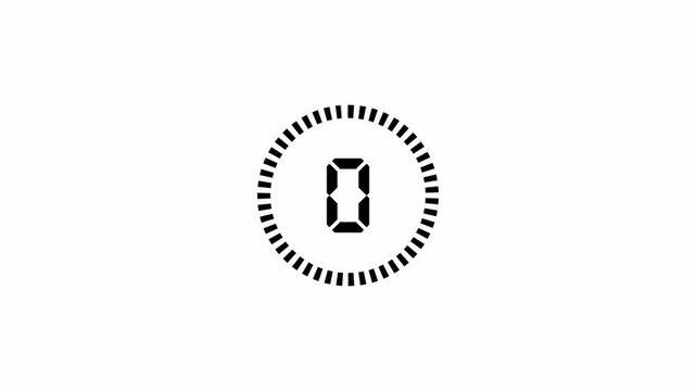  Digital circle countdown timer five seconds animation from 05 to 0 seconds on transparent background, 05 second countdown timer, Digital Countdown video
