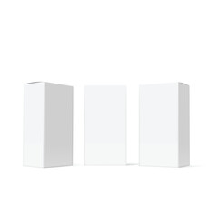 Realistic Blank Box Packaging Mockup Set for Branding on White Background Vector