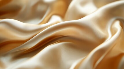 Elegant Satin Fabric Textures in Soft Golden Hues and Waves
