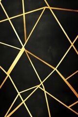 Black Background with Golden Geometric Line Patterns for Design