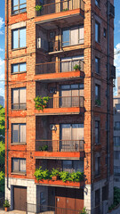 Naklejka premium Atmospheric Anime Illustration of Abandoned Classic Apartment Building in Rustic Condition Background Illustration Aesthetic